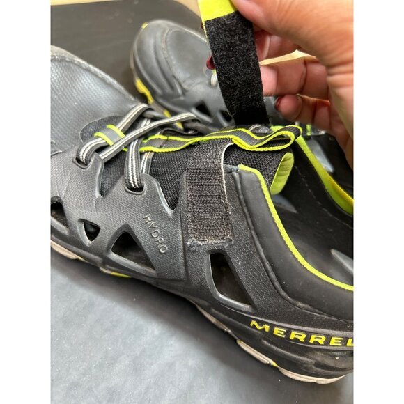 Merrell Hydro Sandals Big Boys Size 6 Black & Neon Green Durable Hook & Loop Out - Picture 7 of 9